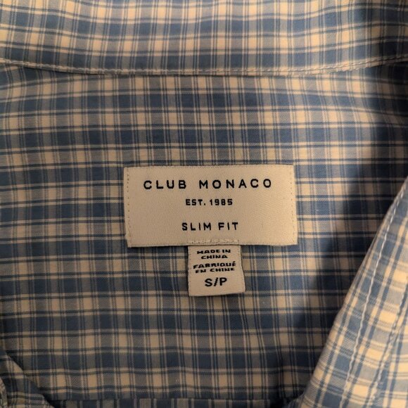 Men's Club Monaco Blue Checkered Button-Up - Picture 4 of 7